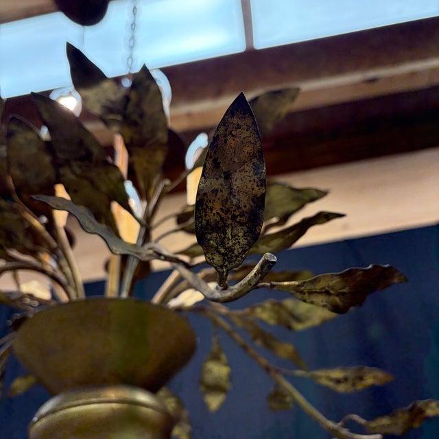 French Antique French Chandelier With Gold Leaves and Branches in Old Gilding For Sale - Image 3 of 14