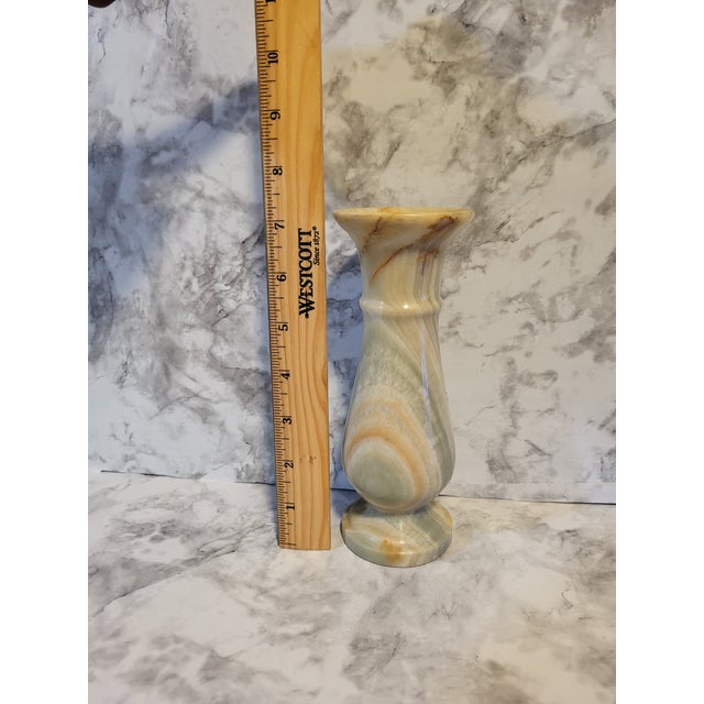 Almond Mid 20th Century Neoclassical Neutral Marble Vase For Sale - Image 8 of 9