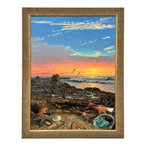 Original Seascape Oil Painting by Listed Artist Jaquelynn Kresman "Rock Stars"