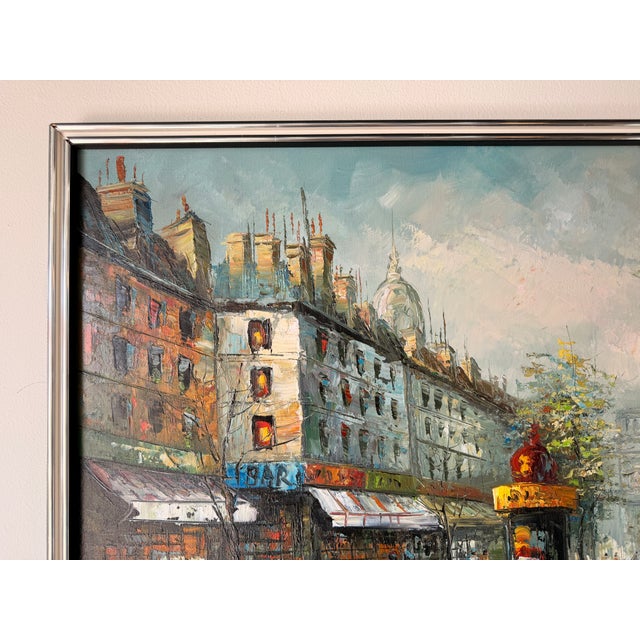 Vintage Burnett Parisian Street Scene Oil on Canvas Painting – Framed For Sale In Miami - Image 6 of 13