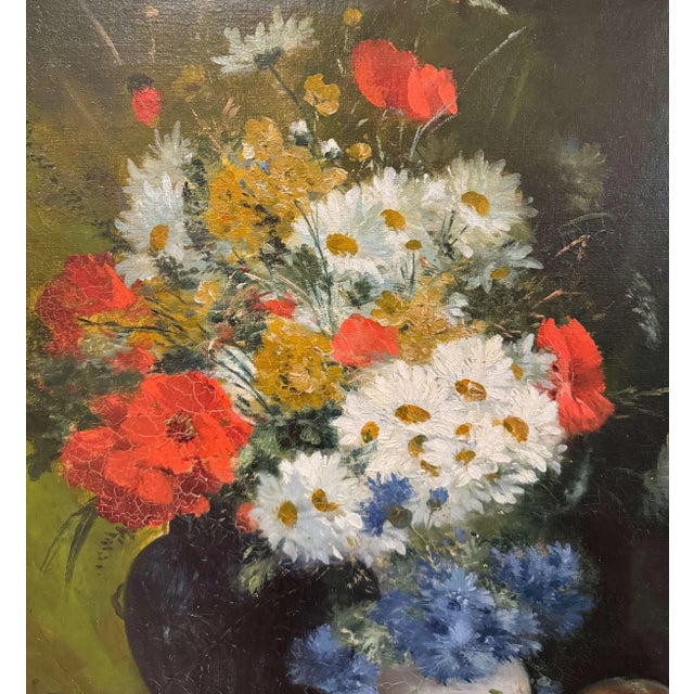 French 19th Century French Floral Still Life Oil Painting in Carved Giltwood Frame For Sale - Image 3 of 9