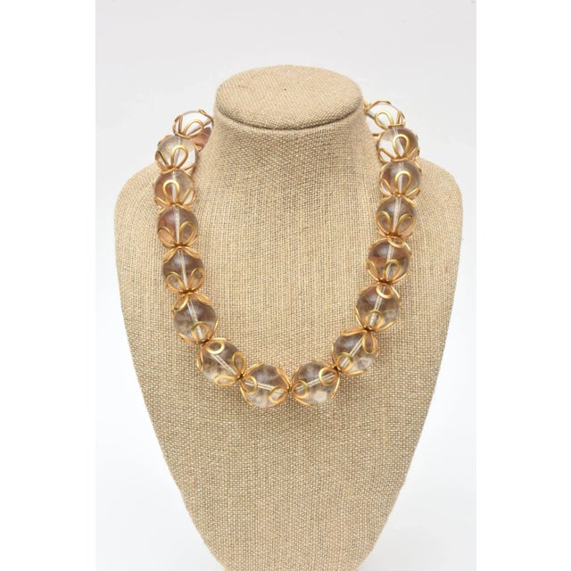 1980s Vintage 1980's Anne Klein Lucite and Ball Gold Filled Loop Necklace For Sale - Image 5 of 7