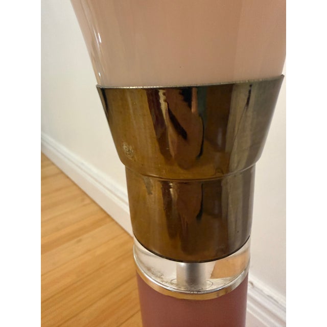 1980 Frosted Lucite Pink Torch Table Lamp For Sale - Image 4 of 11