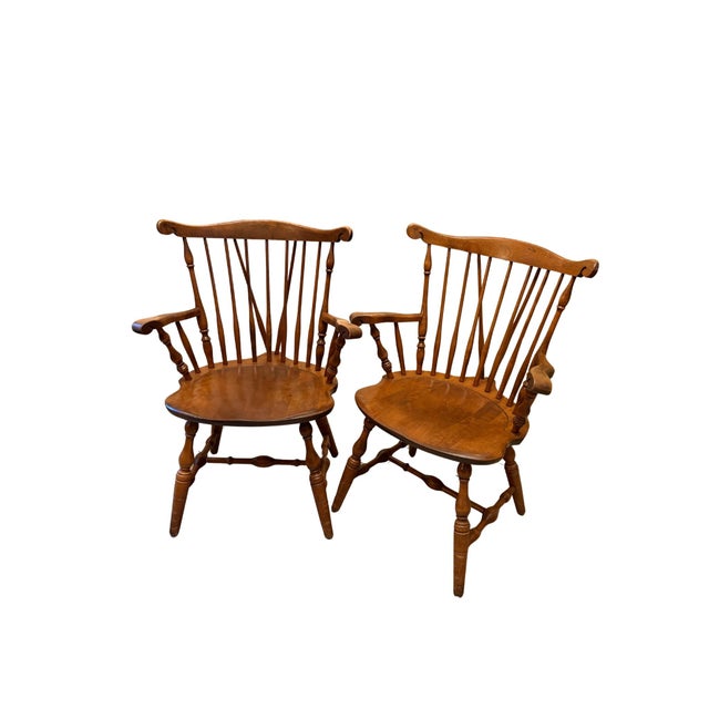Mid 20th Century Set of 4 Cherry Brace Back Windsor Style Dining Chairs by S. Bent & Bros., Inc. For Sale - Image 10 of 12