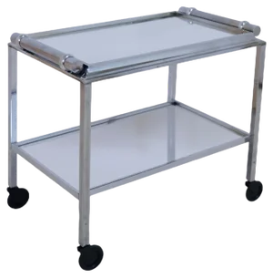 Art Deco Modernist Chromed Bar Cart with Mirrors and Cylindrical Handles, 1930s