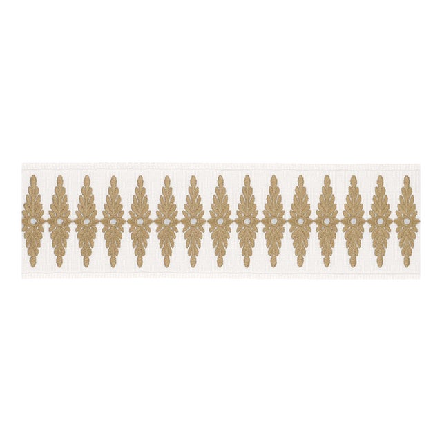Sample - Schumacher Genevieve Embroidered Tape Trim in Neutral For Sale