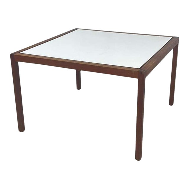 Mid-Century Modern Walnut and Laminate Side Table in the Style of Florence Knoll For Sale
