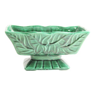 Vintage Mid Century Modern Green Leaf Pedestal Planter For Sale