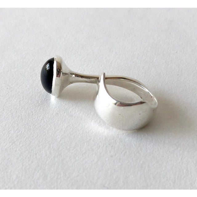 1970s Smokey Quartz Sterling Silver French Modernist Ring For Sale - Image 4 of 5