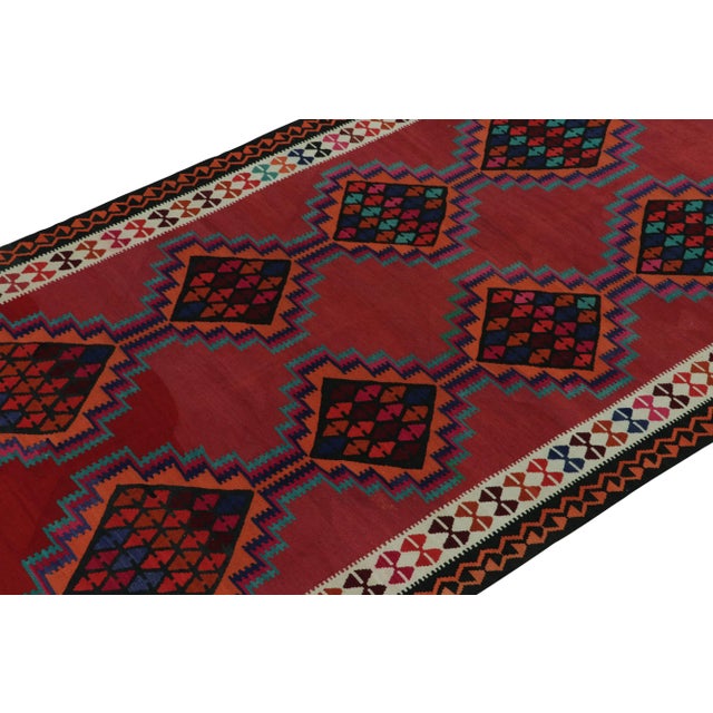 Rug & Kilim 1950s Vintage Kilim Rug in Red With Colorful Geometric Patterns For Sale - Image 4 of 7