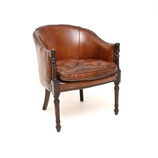 Vintage Georgian Style Leather Armchair, 1930 For Sale - Image 11 of 11