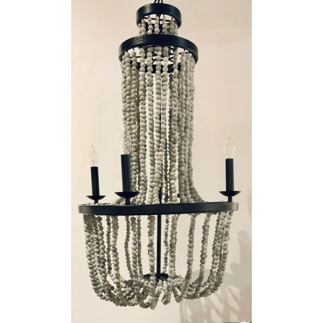Organic Modern Tumbled Gray Pebble and Hammered Dark Bronze Chandelier Prototype For Sale In Atlanta - Image 6 of 6
