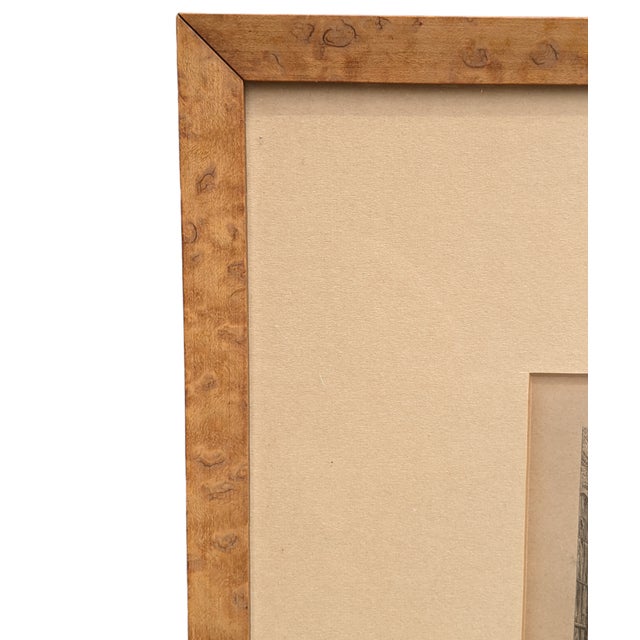 Wood Late 1800's Antique Cityscape Engravings in Burlwood Frames- a Pair For Sale - Image 7 of 12