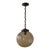 1970s Mid Century Modern Smoked Glass Globe Pendant Light, Black Metal, Ceiling Fixture For Sale