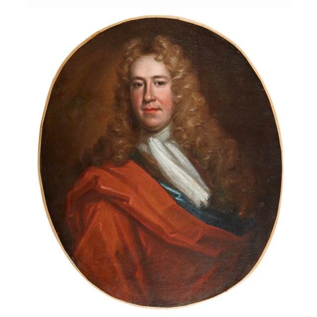 This listing is for an early 18th century English portrait of a gentleman. The painting depicts a man in red sash and...