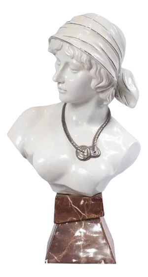 French Maiden Bust in Porcelain