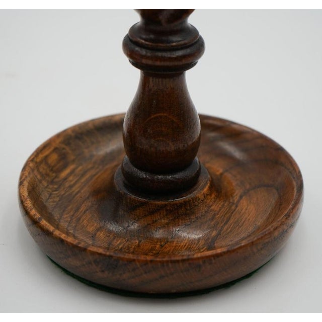 Wood English Early Victorian Oak Barley Twist Candleholders, Set of 2 For Sale - Image 7 of 10