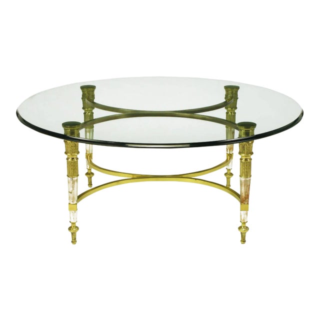 Brass and Aged Nickel Empire Style Coffee Table For Sale