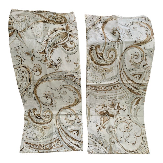 Pottery Barn 2014 Jolie Paisley Standard Pillowsham Pair Natural Tan Cream 20” X 26”/2” Flange For Sale