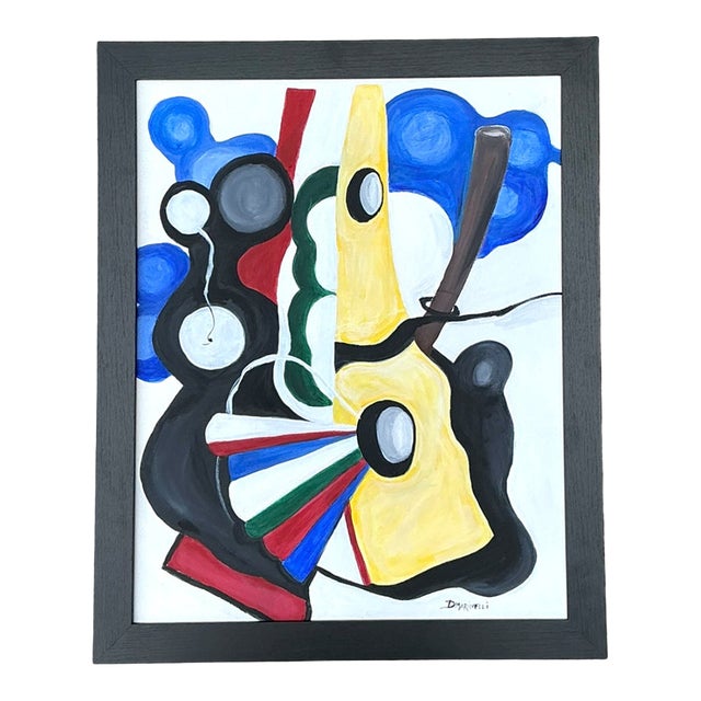 Vintage Abstract Painting on Canvas For Sale