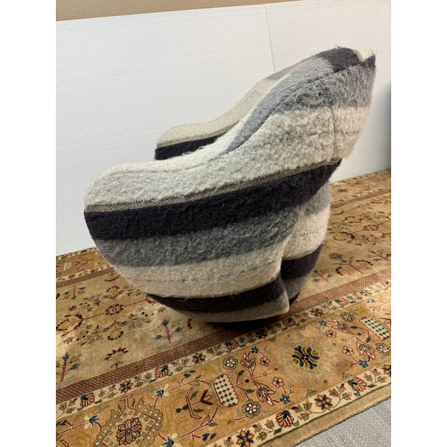 Contemporary Sheepskin Stripe Swivel Chair For Sale - Image 3 of 12