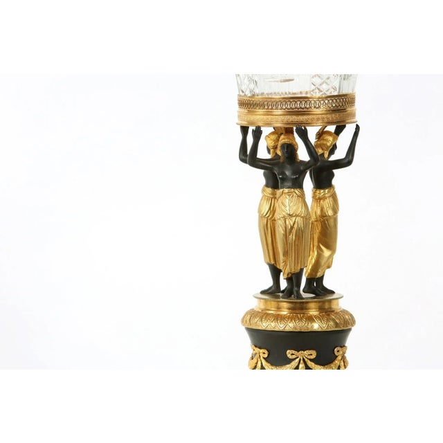 Empire Style Two Tone Gilt Pedestal / Cut Glass Tazza For Sale In New York - Image 6 of 13