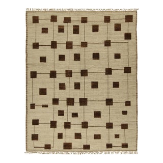 Rug & Kilim’s Modern Rug with Beige-brown Geometric Patterns - 13x19 For Sale