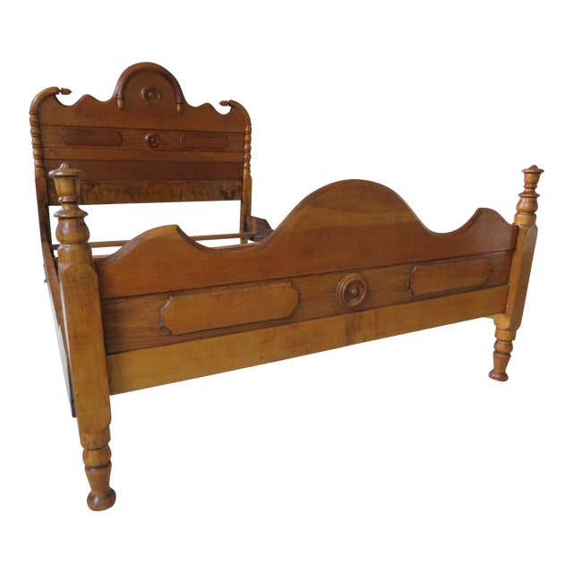Vintage Maple 3/4 Bed With Acorns and Carved Embellishments Chairish