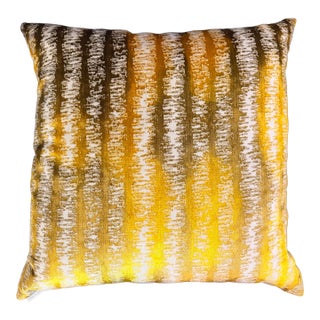 Hand Dyed Gold Velvet Ikat Design Pillow With New Insert For Sale