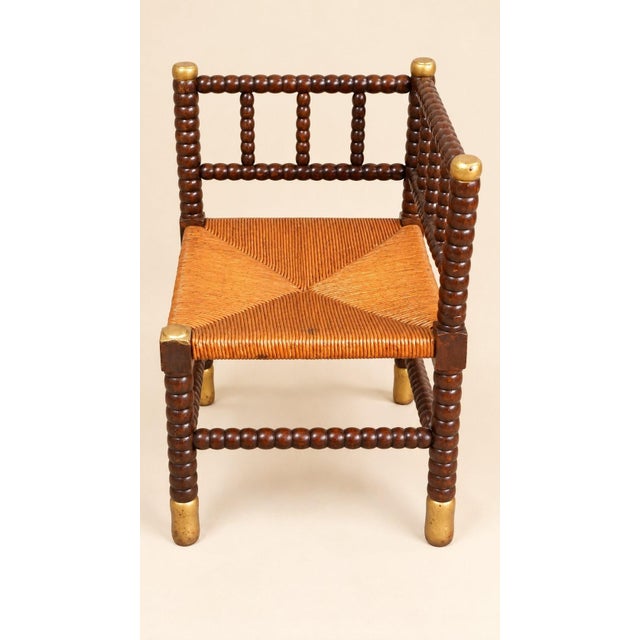 19th Century Louis XIII Style Fireside Chair in Turned Wood and Woven Rush For Sale - Image 15 of 15