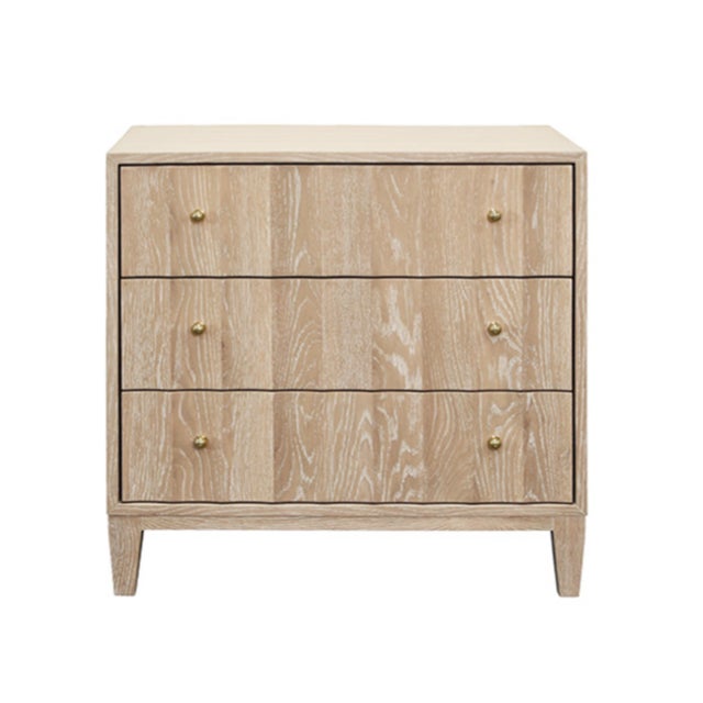 Matthew Izzo Home Carmack Fluted Cerused Oak Three Drawer Side Table With Brass Knobs For Sale - Image 9 of 9