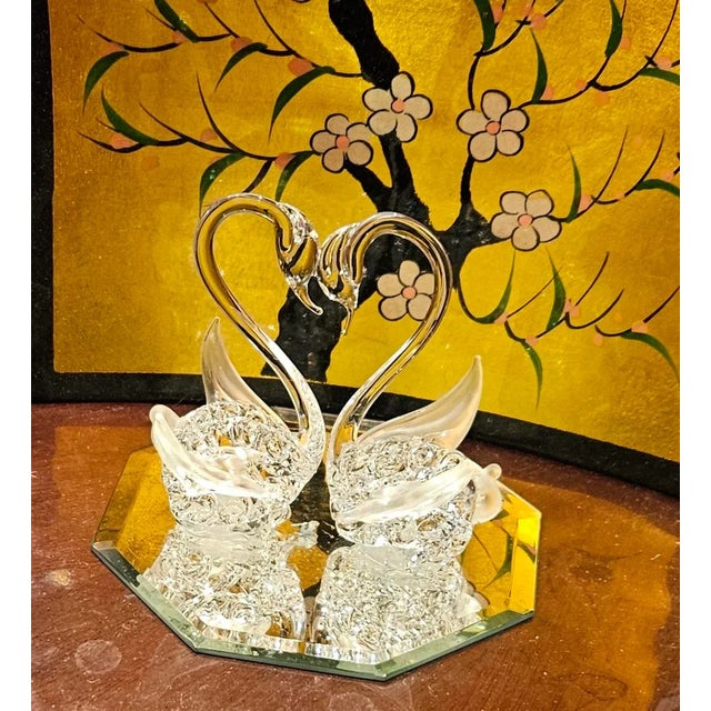 Mid 20th Century Hand Blow Glass Swan Lovers For Sale - Image 4 of 11