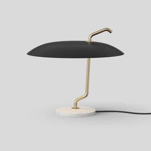 Gino sarfatti lamp model 537. Brass structure, black reflector, white marble. Manufactured by astep model 537 design by...