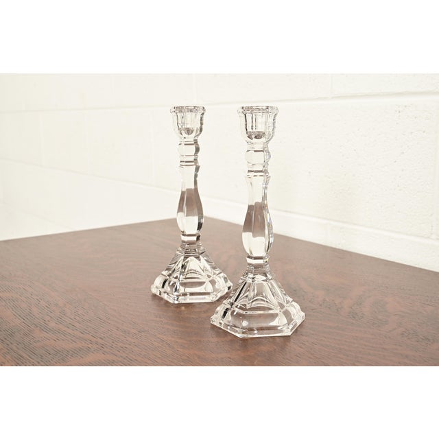 Contemporary Tiffany & Co. Clear Crystal Candlesticks, Pair For Sale - Image 3 of 14