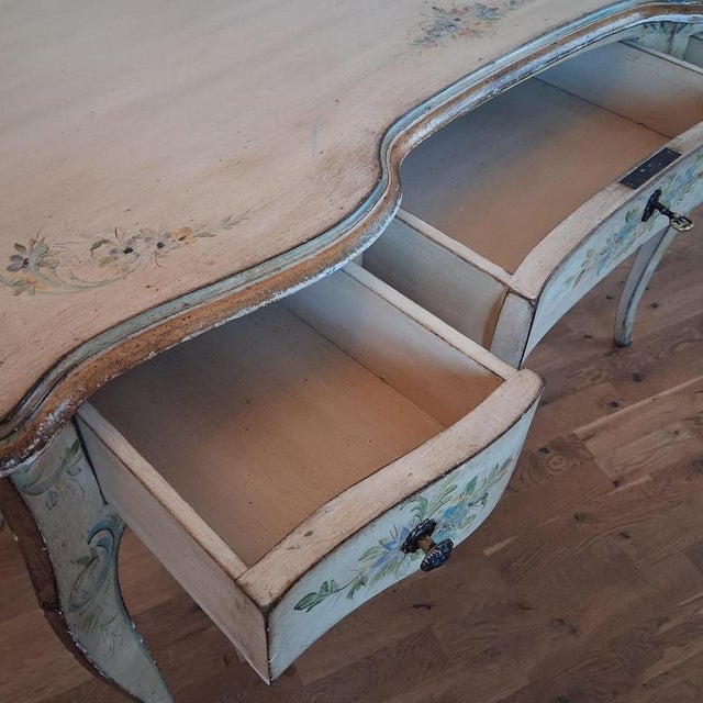 Louis XV Style Hand-Painted Lady's Writing Desk in Beech, France, 1930s For Sale - Image 12 of 18