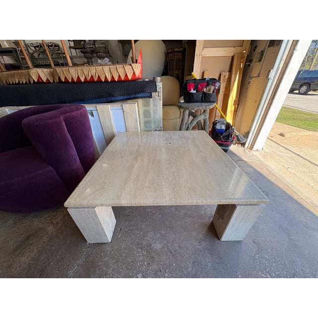 1970s 1970s Italian Modern Travertine Cocktail Table For Sale - Image 5 of 14