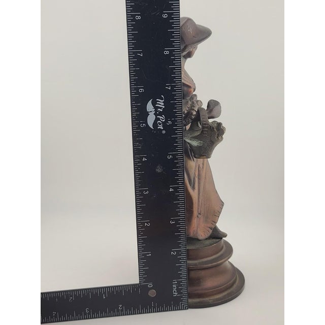 Antique French Bronze Peasant Girl Figurine c.1900 Art Nouveau 8” Statue For Sale - Image 14 of 15