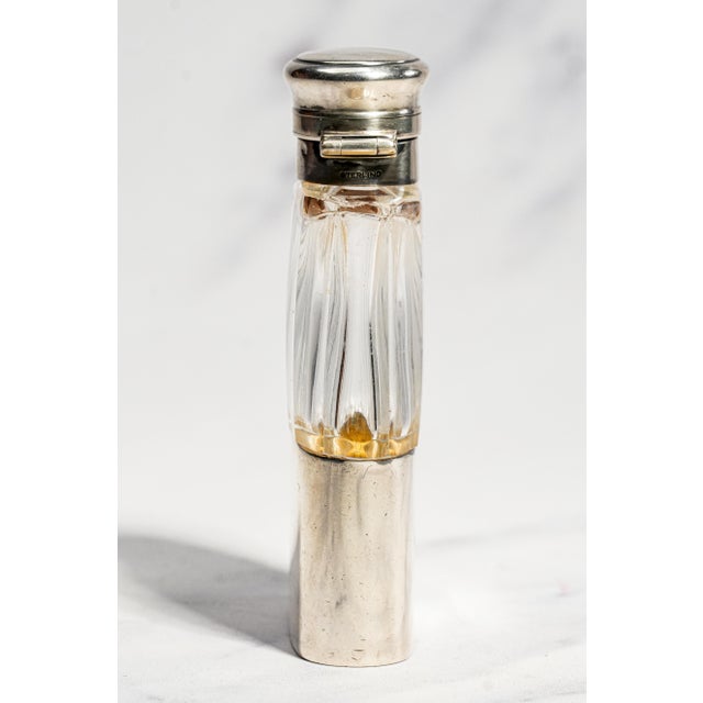 Miniature Antique Gorham Faceted Crystal Antique Sterling Silver Flask For Sale - Image 11 of 15