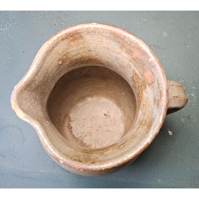 Brown Antique North Carolina Red Clay Salt-Glazed Stoneware Pitcher For Sale - Image 8 of 11