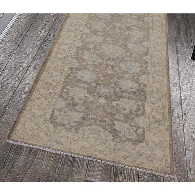 Boho Chic Ziegler 1990's Brown/Ivory Wool Runner Rug- 2'9'' X 9'10'' For Sale - Image 4 of 10