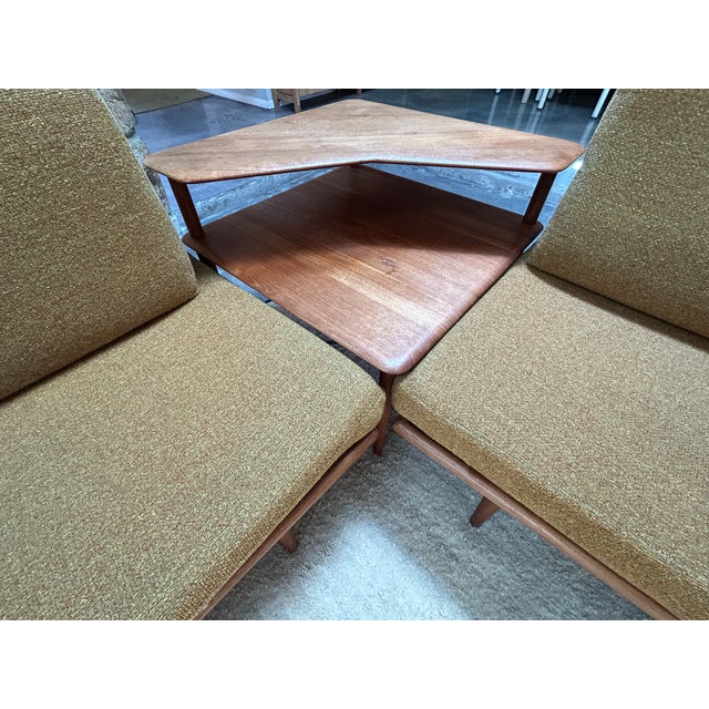 Vintage Danish MCM Peter Hvidt Minerva Sectional Sofa End Corner Table--3 Piece Set For Sale In Tampa - Image 6 of 17