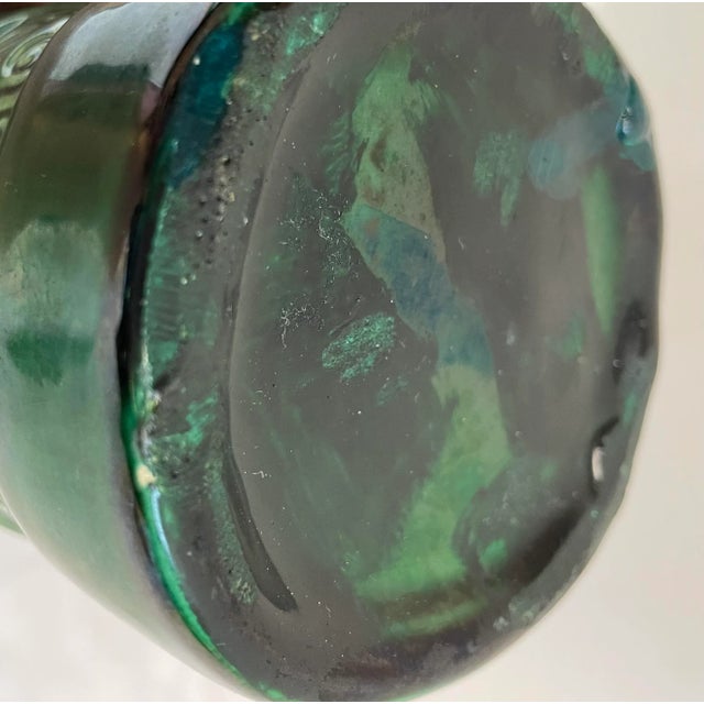 Green Vintage Kahlua Handmade Jade Green Tiki Aztec K&b Glazed Ceramic Decanter Mexico For Sale - Image 8 of 10