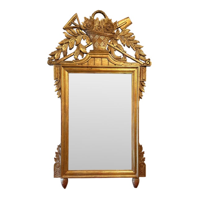 Vintage Louis XVI Style Giltwood Mirror For Sale