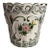 Vintage Portugal RCCL Hand Painted White and Green Floral Scalloped Ceramic Planter For Sale