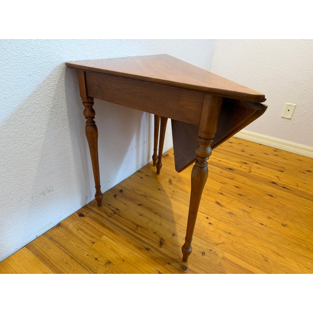 Harden Furniture 1960s Harden Furniture Solid Cherry Drop Leaf Napkin Table For Sale - Image 4 of 9