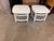 Pair of Vintage Coastal White Rattan Side Tables Square With Round Edges. For Sale In West Palm - Image 6 of 7