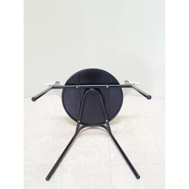 1990s Post-Modern Sculptural Metal Dining or Statement Chair Brushed Silver and Black For Sale - Image 4 of 11