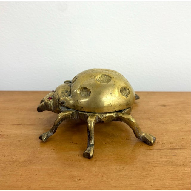 Vintage Brass Hinged Ladybug With Jeweled Eyes For Sale In West Palm - Image 6 of 9
