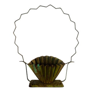 Vintage Metal Flower, Plant Basket Centerpiece For Sale