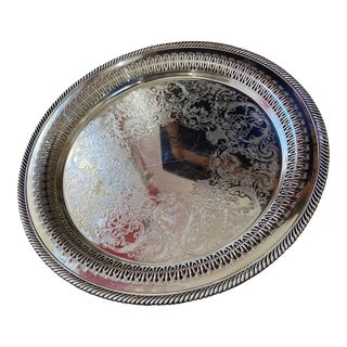 Vintage W Rogers Silver Plate Cocktail Tray For Sale
